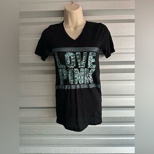 Women’s PINK Victoria’s Secret BLING Ombré V-Neck Tee Size XS